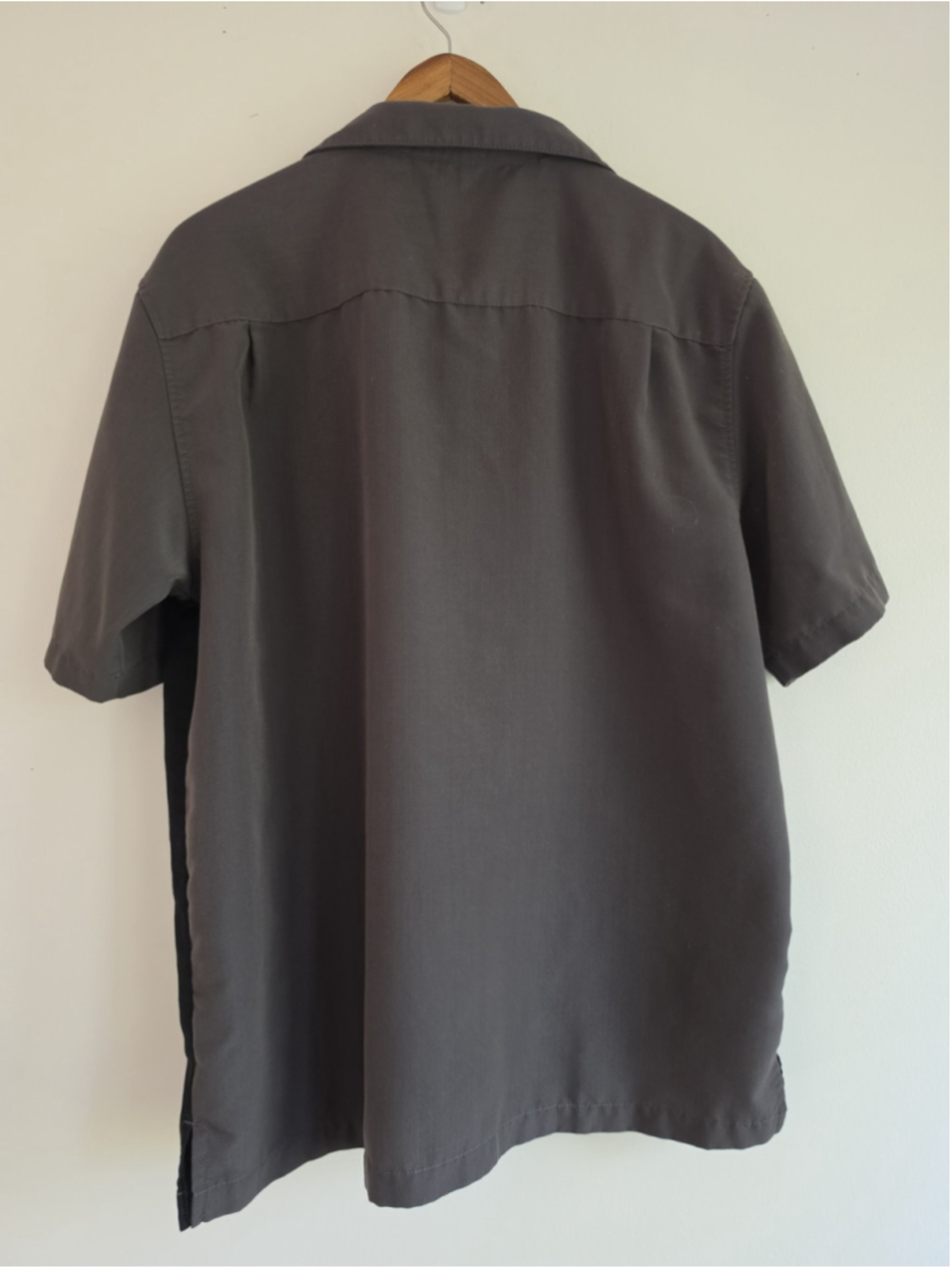 Café Luna Black Gray Geometric Embroidered Short Sleeve Button-Up Shirt Men's L - Picture 3 of 5